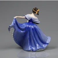 Винтажная фарфоровая статуэтка Дама в синем платье с веером Англия Royal Doulton HN2791 Elaine