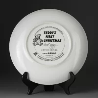 Тарелка винтажная декоративная настенная Фарфор Мишка Тедди Рождество Franklin Mint Teddy's First Christmas