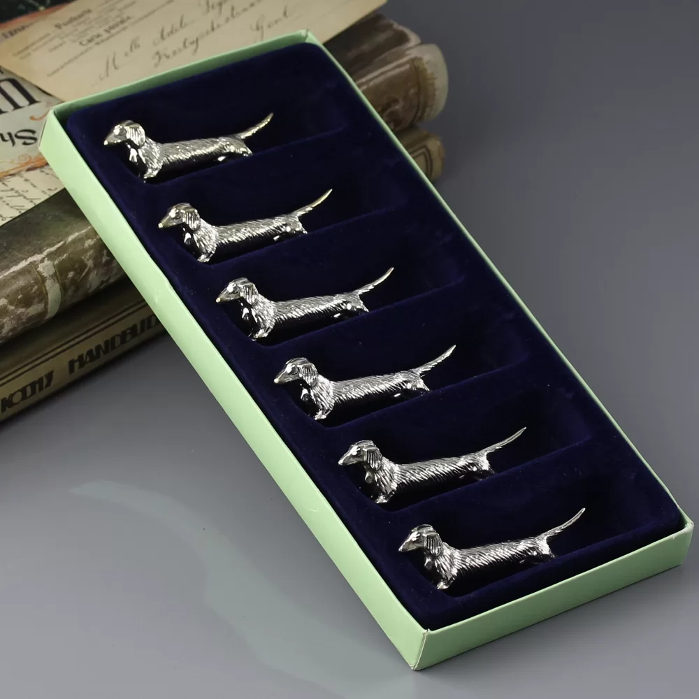 Винтажный набор порт-куто Porte-couteau Подставки под ножи в виде такс Собаки