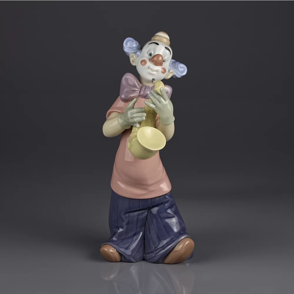 Винтажная фарфоровая статуэтка Клоун с саксофоном Lladro NAO Name That Tune