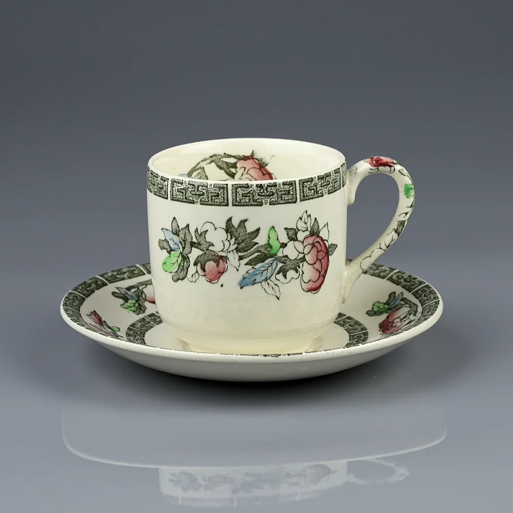 Винтажная английская кофейная пара Johnson Bros Hanley Indian Tree