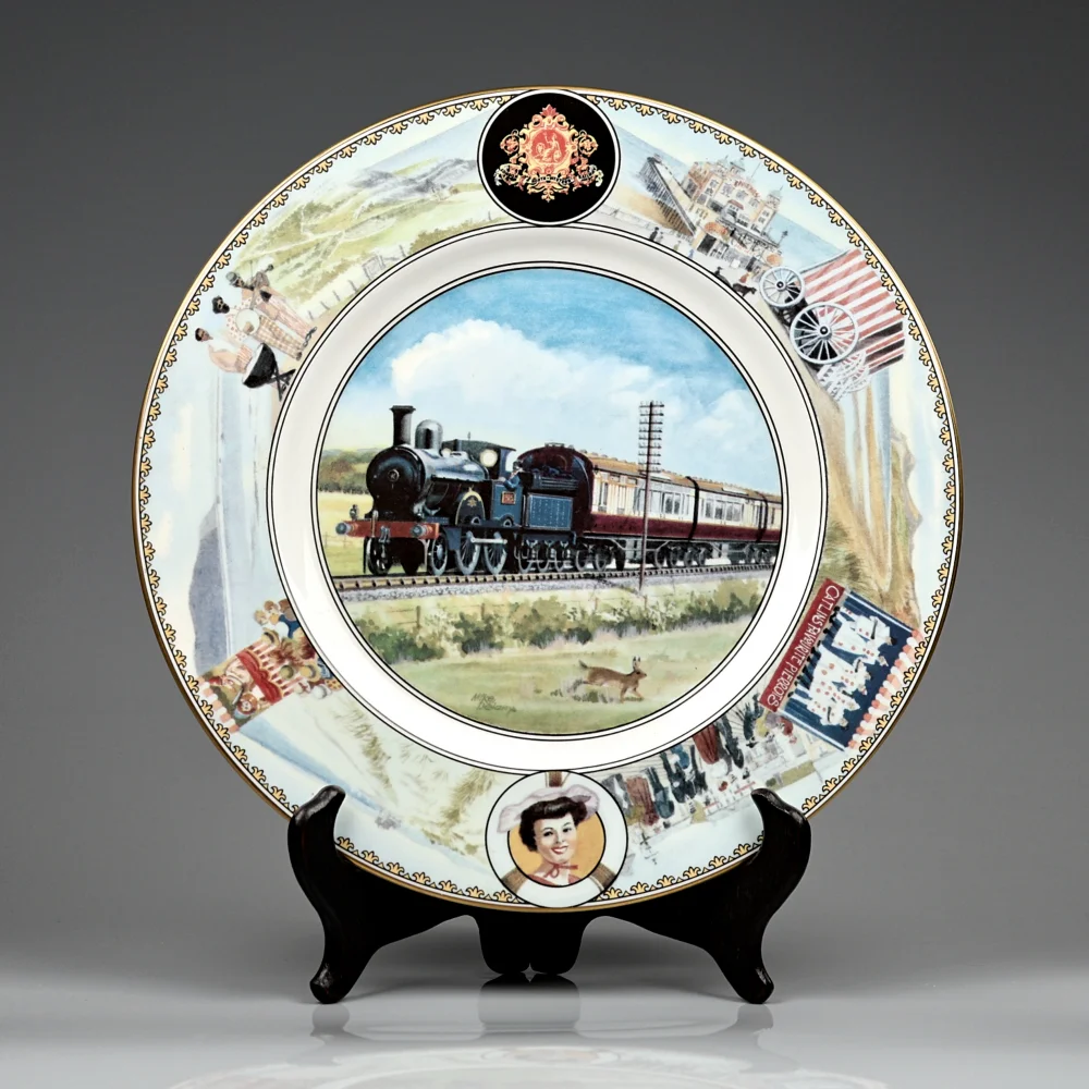 Тарелка винтажная фарфоровая Паровоз Поезд Англия Coalport Seaside Specials Hardwicke