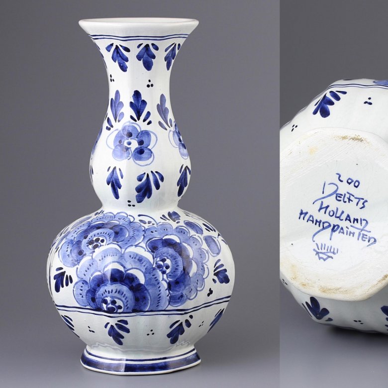 Винтажная ваза с ручной росписью Delft