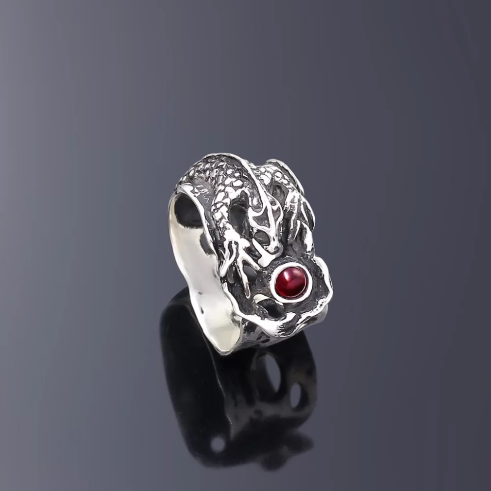 Серебряное кольцо ручной работы Ящерица