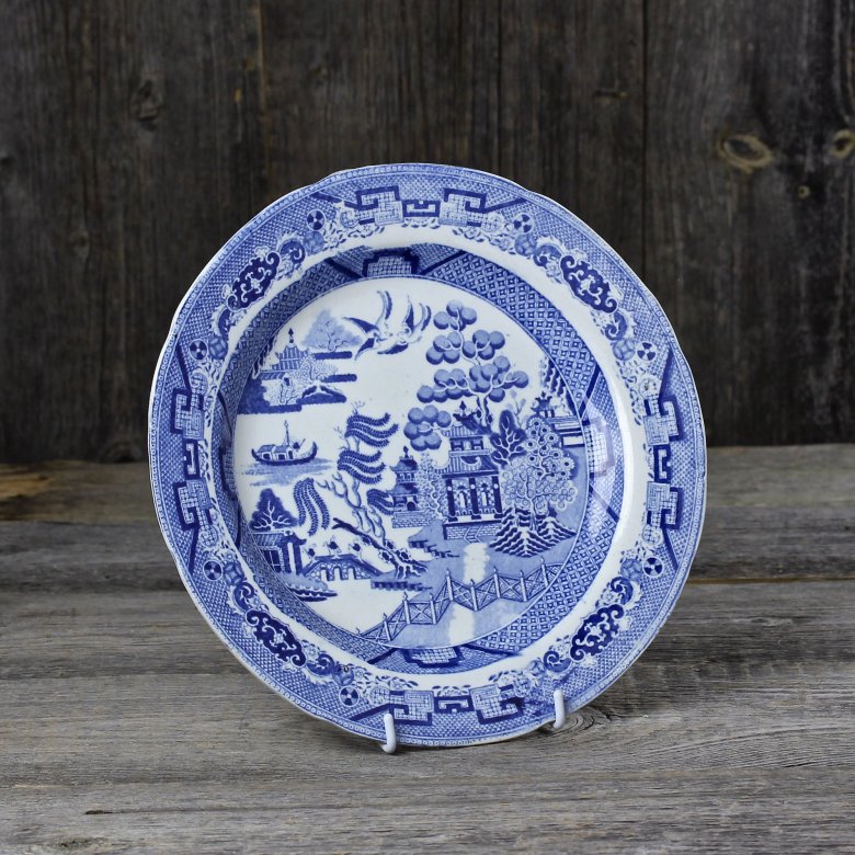 Винтажная тарелка Голубая ива Шинуазри Blue Willow 25,5 см