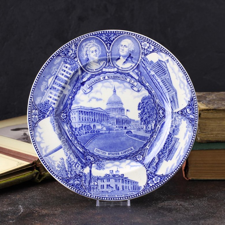 Тарелка антикварная декоративная настенная Вашингтон Jonroth & Co Adams & Sons Washington Plate