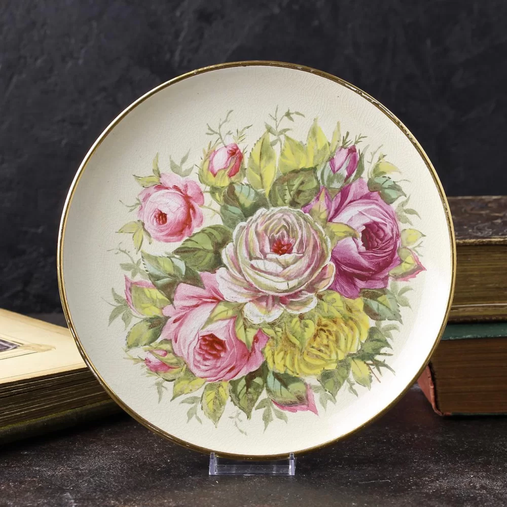 Винтажная декоративная тарелка с лондонского блошиного рынка Букет роз