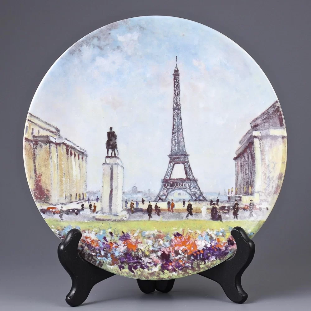 Винтажная французская тарелка Лимож Henri D'Arceau Limoges De la Ville de Paris La Tour Eiffel Эйфелева башня