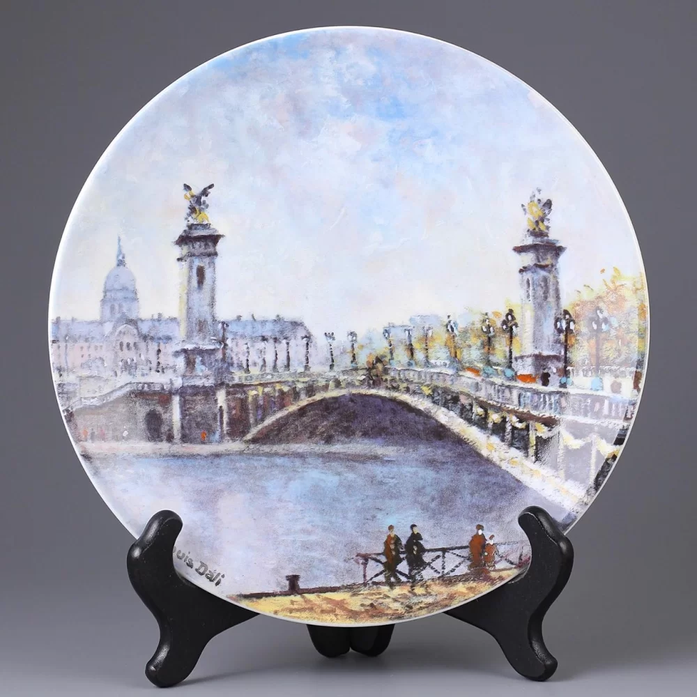 Винтажная французская тарелка Лимож Henri D'Arceau Limoges De la Ville de Paris Le Pont Alexandre III Мост Александра