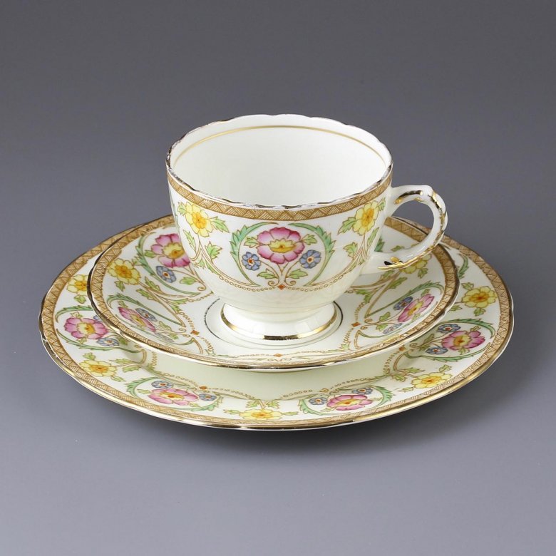 Винтажное английское чайное кофейное трио Sutherland Чашка, блюдце, десертная тарелка