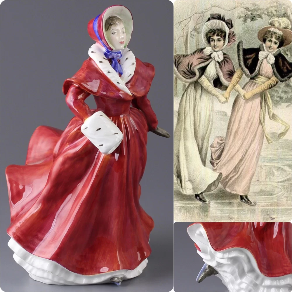 Винтажная фарфоровая статуэтка Англия Royal Doulton 3439 Skater Дама на коньках