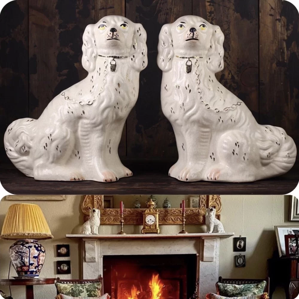 Пара стаффордширских каминных собак Англия Staffordshire Dog