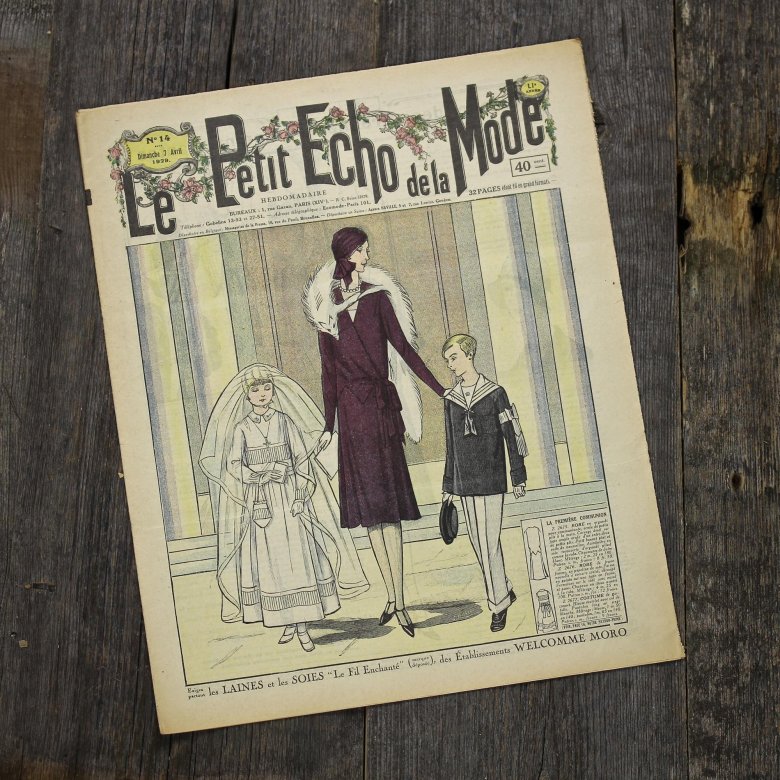 Антикварный французский журнал мод Le Petit Echo de la Mode Dimanche 07 Avril 1929 Ар-деко