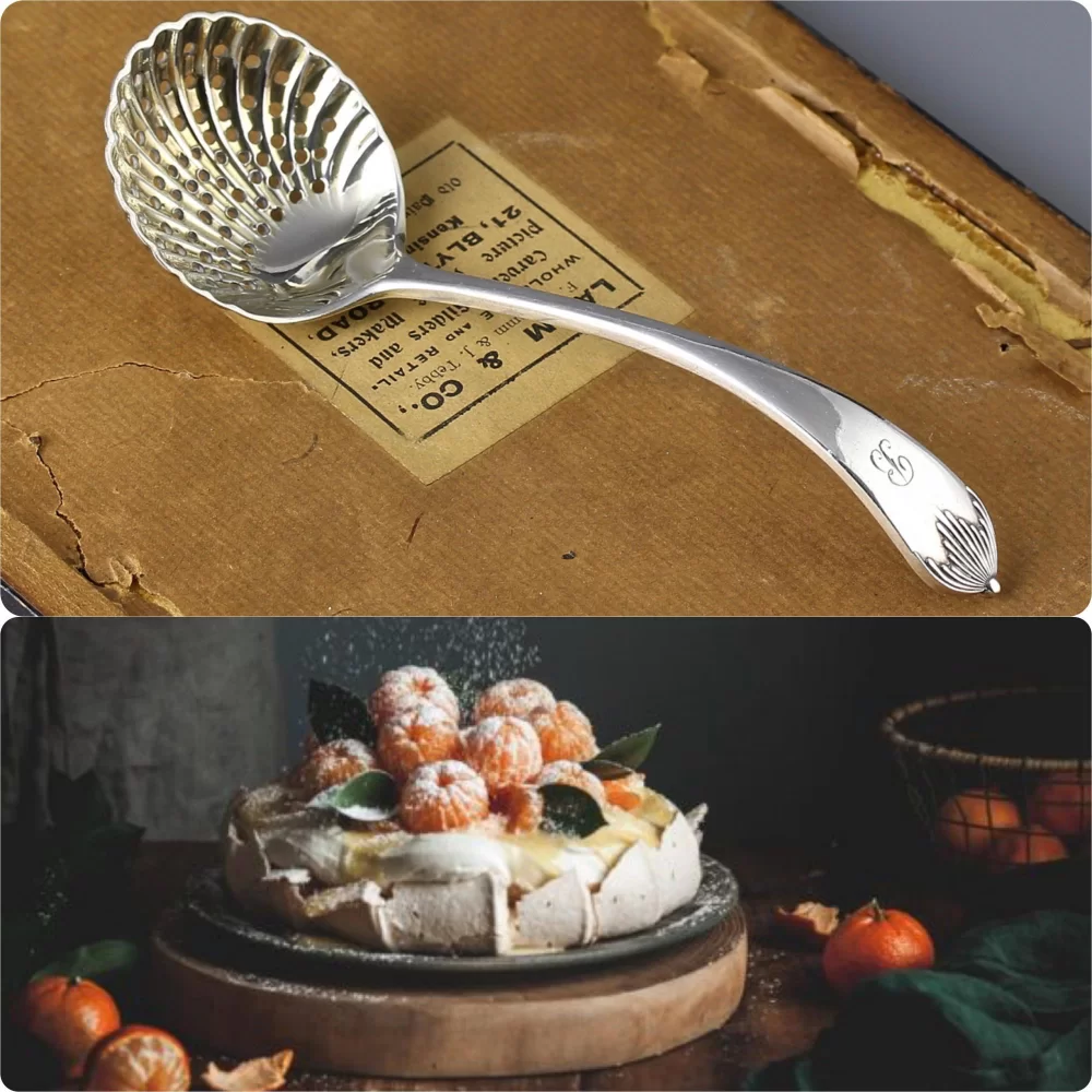Антикварная английская ложка сифтер для сахарной пудры корицы Sifter Spoon Stevenson & Law