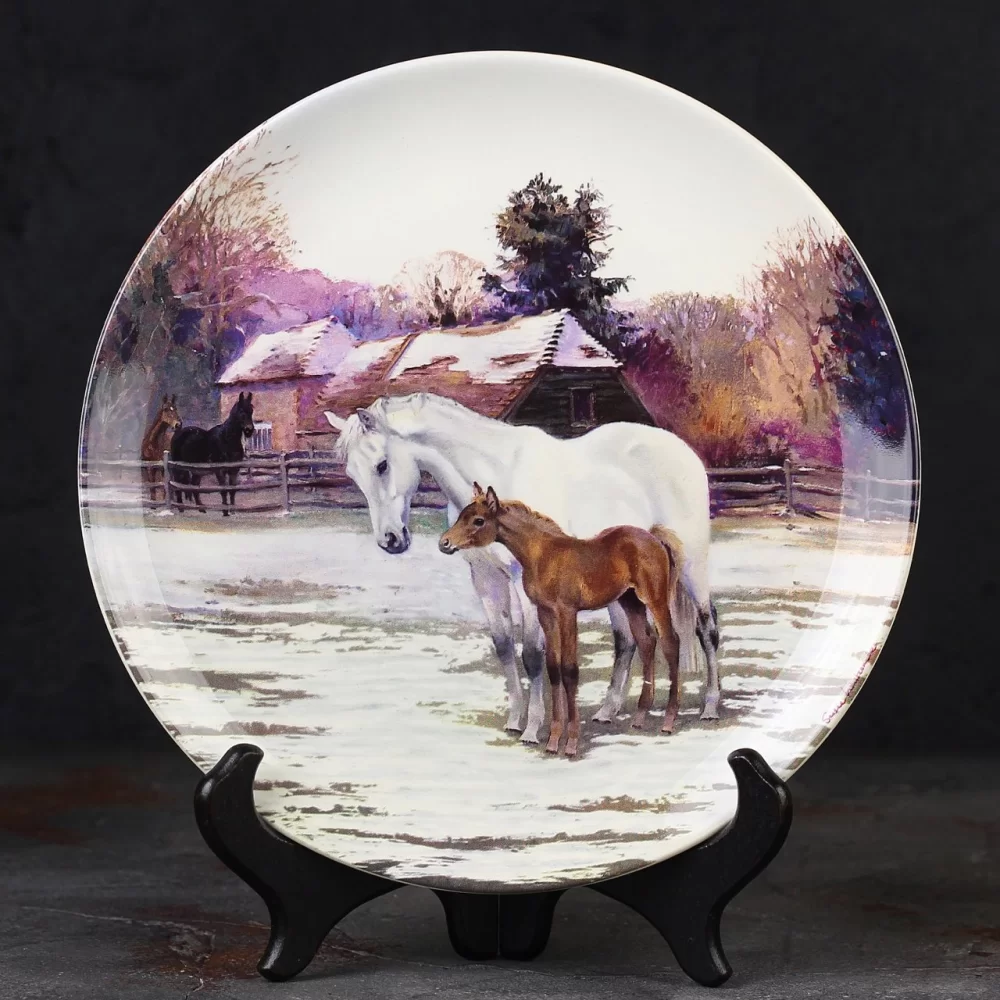 Тарелка винтажная декоративная настенная Англия Лошади Рождество Spode Noble Horse Christmas New Years Day