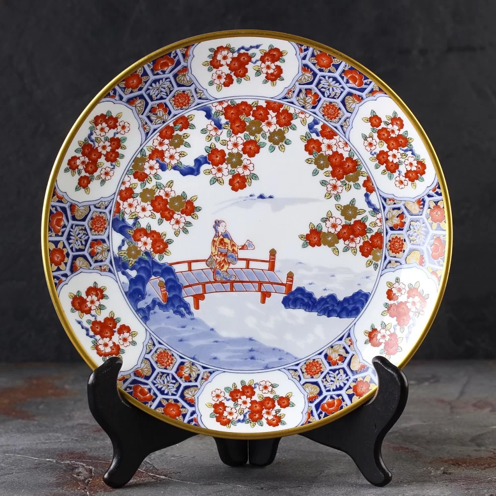 Тарелка винтажная декоративная настенная Фарфор Имари Цветущая вишня Franklin Porcelain Imari Cherry Blossom Flower Festivals of the Imperial Court