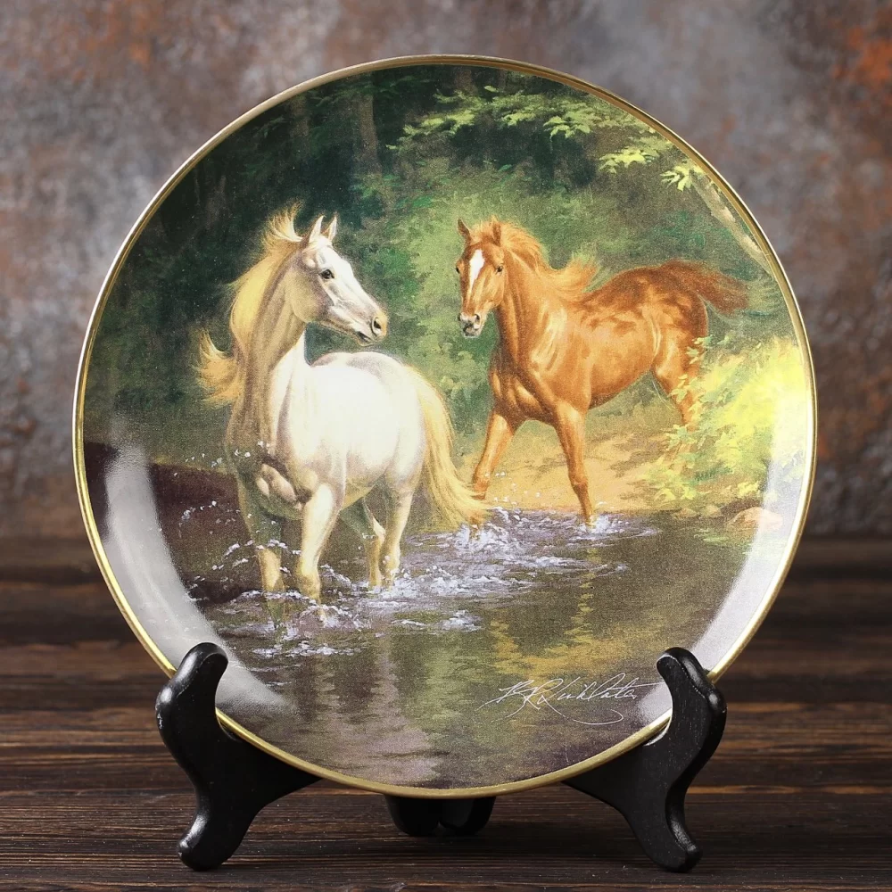 Тарелка винтажная декоративная настенная Фарфор Лошади Franklin Mint Free as the Wind British Horse Society