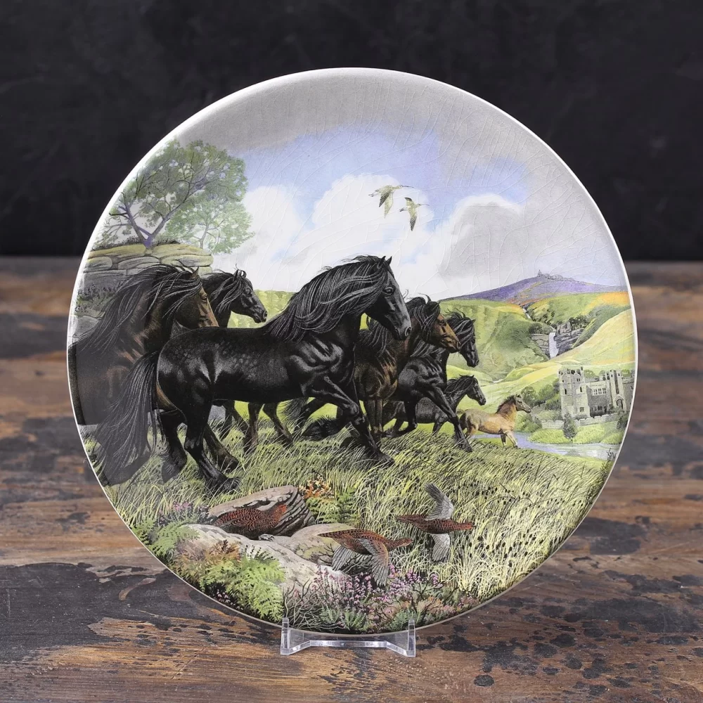 Тарелка винтажная декоративная настенная Англия Дэйлские пони Davenport Britain's Wild Ponies Dales Ponies