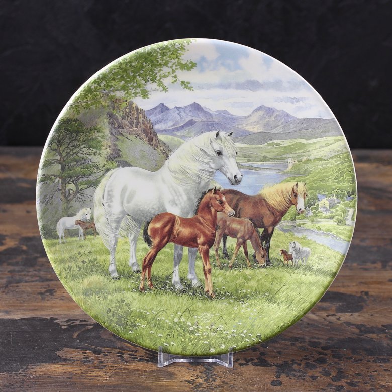 Тарелка винтажная декоративная настенная Англия Уэльские пони Davenport Britain's Wild Ponies Welsh Mountain Ponies