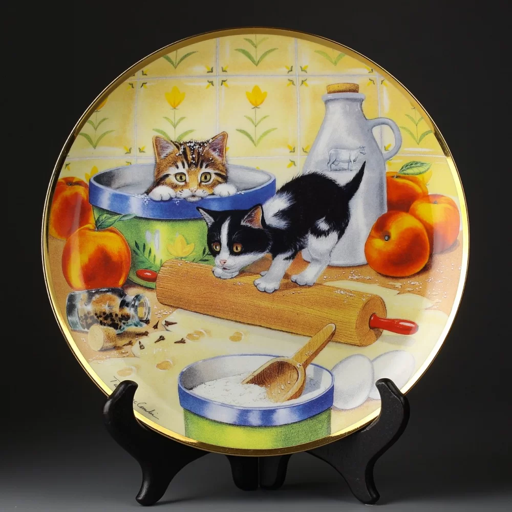 Тарелка винтажная декоративная настенная Фарфор Котята Franklin Mint Cooking Up Trouble Turi MacCombie