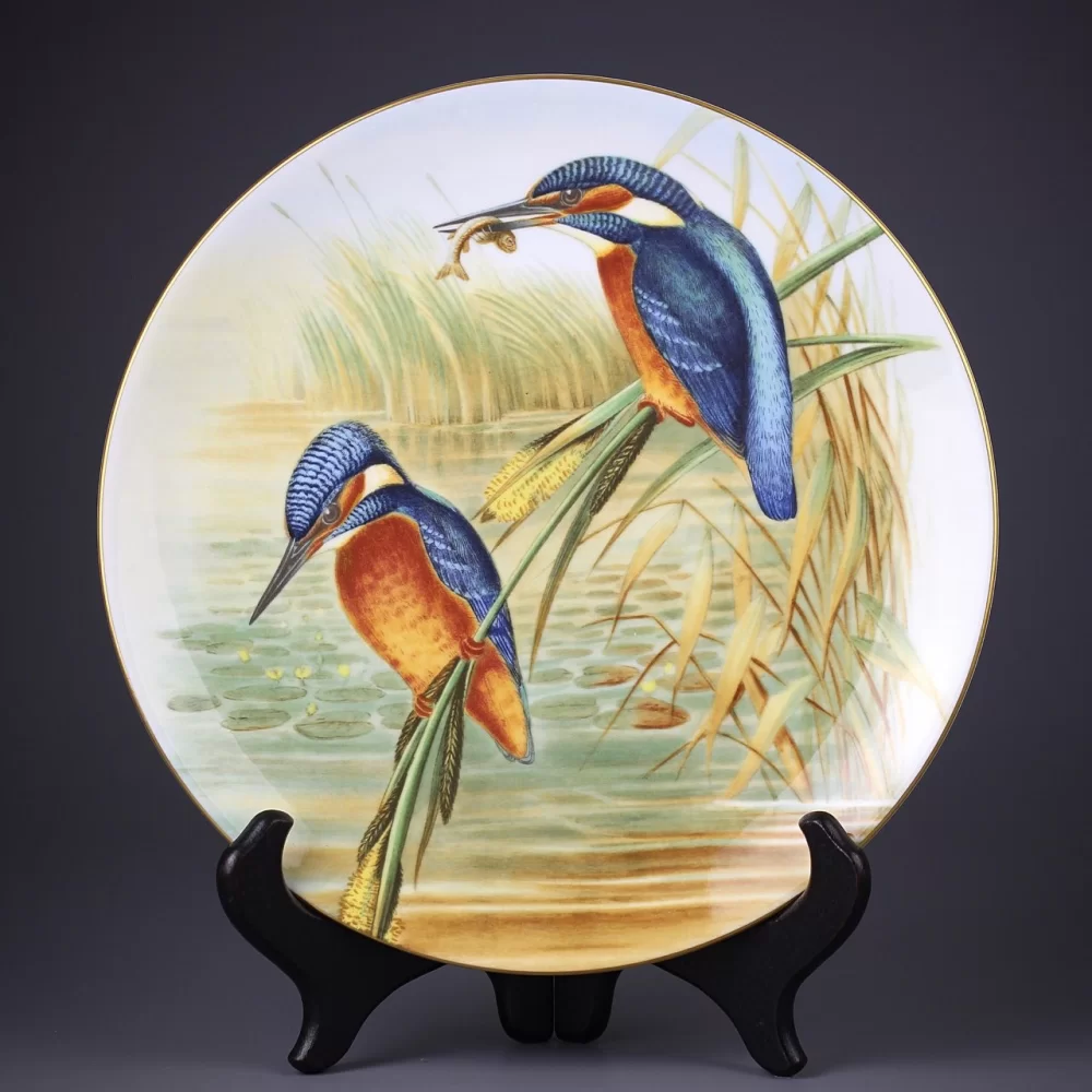 Тарелка винтажная декоративная настенная Фарфор Англия Зимородок Птицы Coalport Birds of Great Britain Kingfisher John Gould