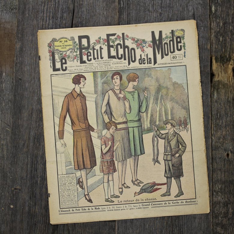 Антикварный французский журнал мод Le Petit Echo de la Mode Dimanche 16 Septembre 1928 Ар-деко