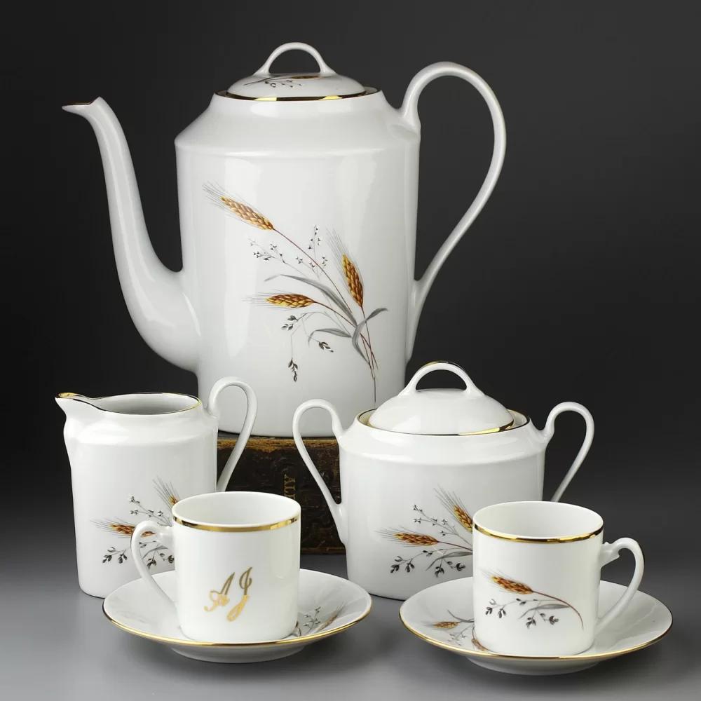 Винтажный кофейный сервиз Лимож Limoges JB de Saint Eloi Колосья