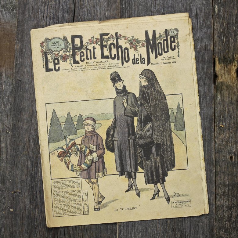 Антикварный французский журнал мод Le Petit Echo de la Mode Dimanche 2 Novembre 1924 Ар-деко