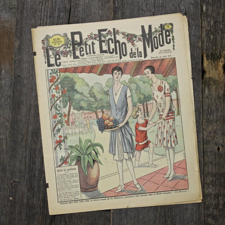 Антикварный французский журнал мод Le Petit Echo de la Mode Dimanche 14 Aout 1927 Ар-деко