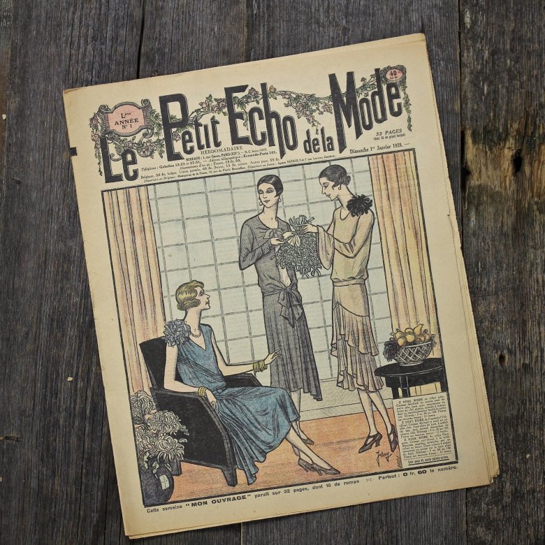 Антикварный французский журнал мод Le Petit Echo de la Mode Dimanche 1 Janvier 1928 Ар-деко