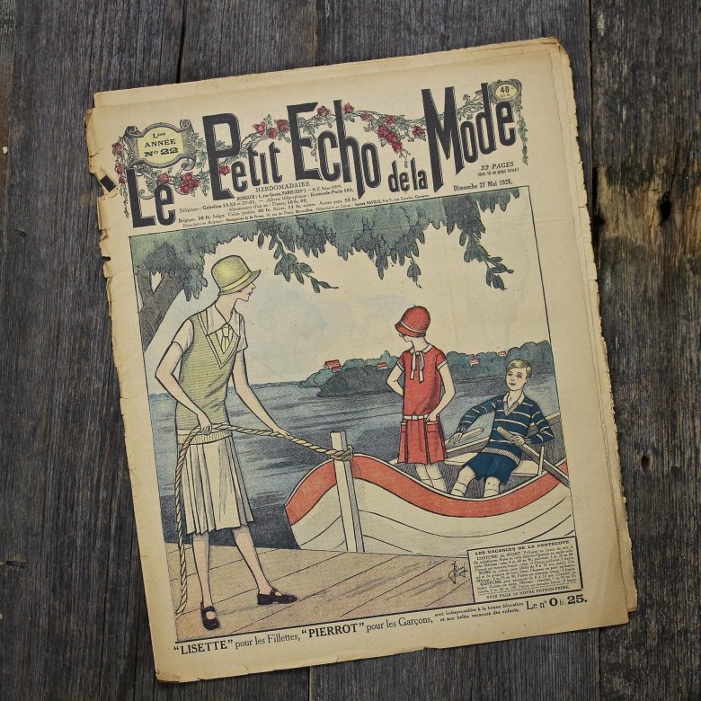 Антикварный французский журнал мод Le Petit Echo de la Mode Dimanche 27 Mai 1928 Ар-деко