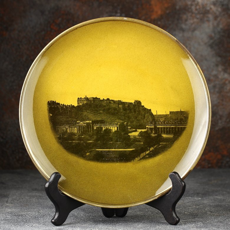 Тарелка антикварная декоративная настенная Англия Эдинбургский замок Ridgways Edinburgh Castle and National Gallery