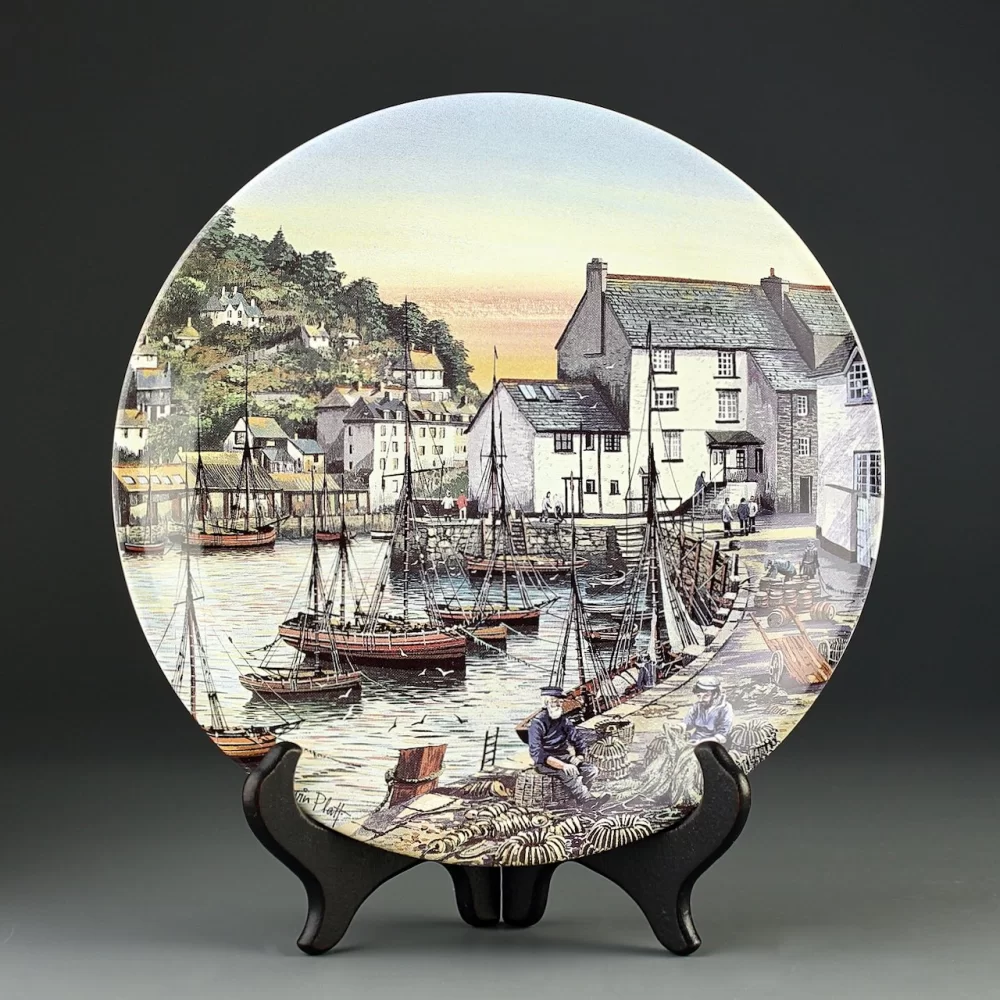 Тарелка винтажная декоративная настенная Англия Рыбацкие лодки Гавань Poole Pottery Famous Fishing Harbours Polperro