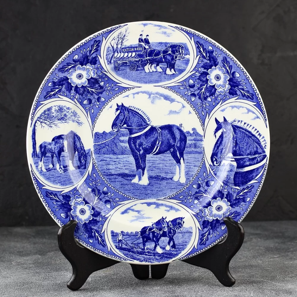 Тарелка винтажная декоративная настенная Англия Лошади Шайры Weatherby & Sons Shire Horse Society