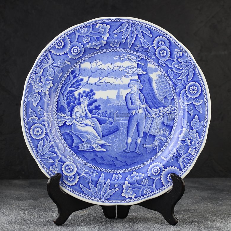 Винтажная тарелка Spode Blue Room Collection "Woodman" Лесоруб