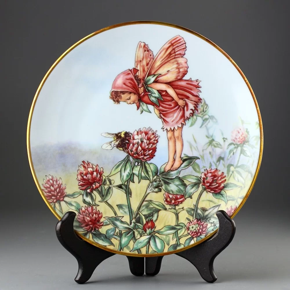 Тарелка винтажная декоративная настенная Фарфор Англия Фея клевера Gresham Cicely Mary Barker Flower Fairies Year Red Clover Fairy