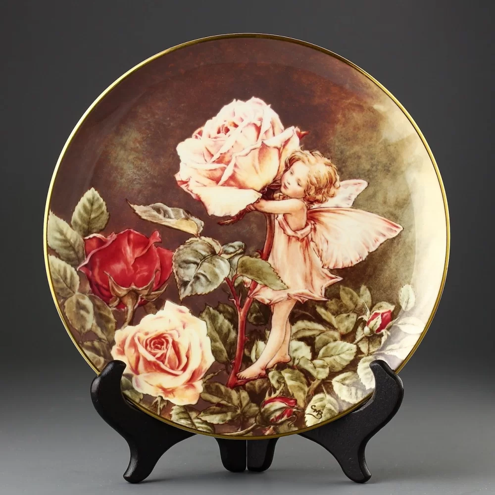 Тарелка винтажная декоративная настенная Фарфор Англия Фея роз Border Fine Arts Cicely Mary Barker Festival of Flower Fairies Rose Fairy