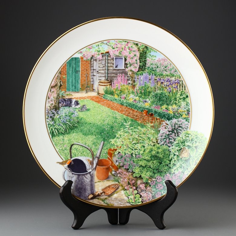 Винтажная декоративная тарелка Franklin Porcelain "May" Сад в мае