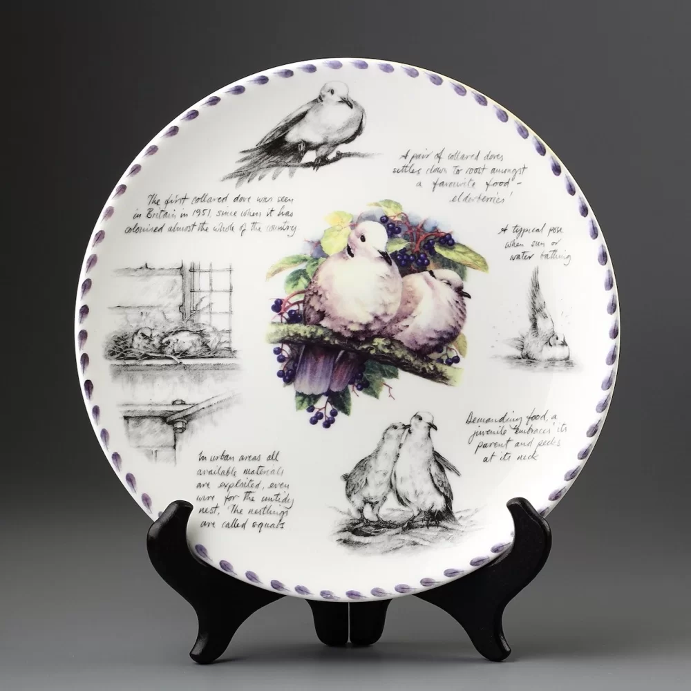 Тарелка винтажная декоративная настенная Фарфор Англия Птицы Горлица Wedgwood Danbury Mint Birdwatcher's Notebook Collared Dove