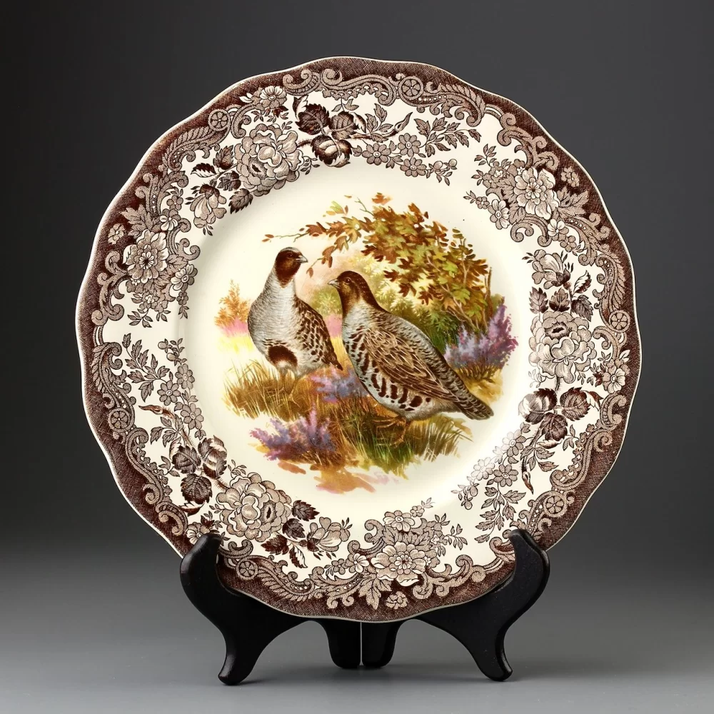 Винтажная английская тарелка Куропатки Птицы Royal Worcester Palissy Game Series