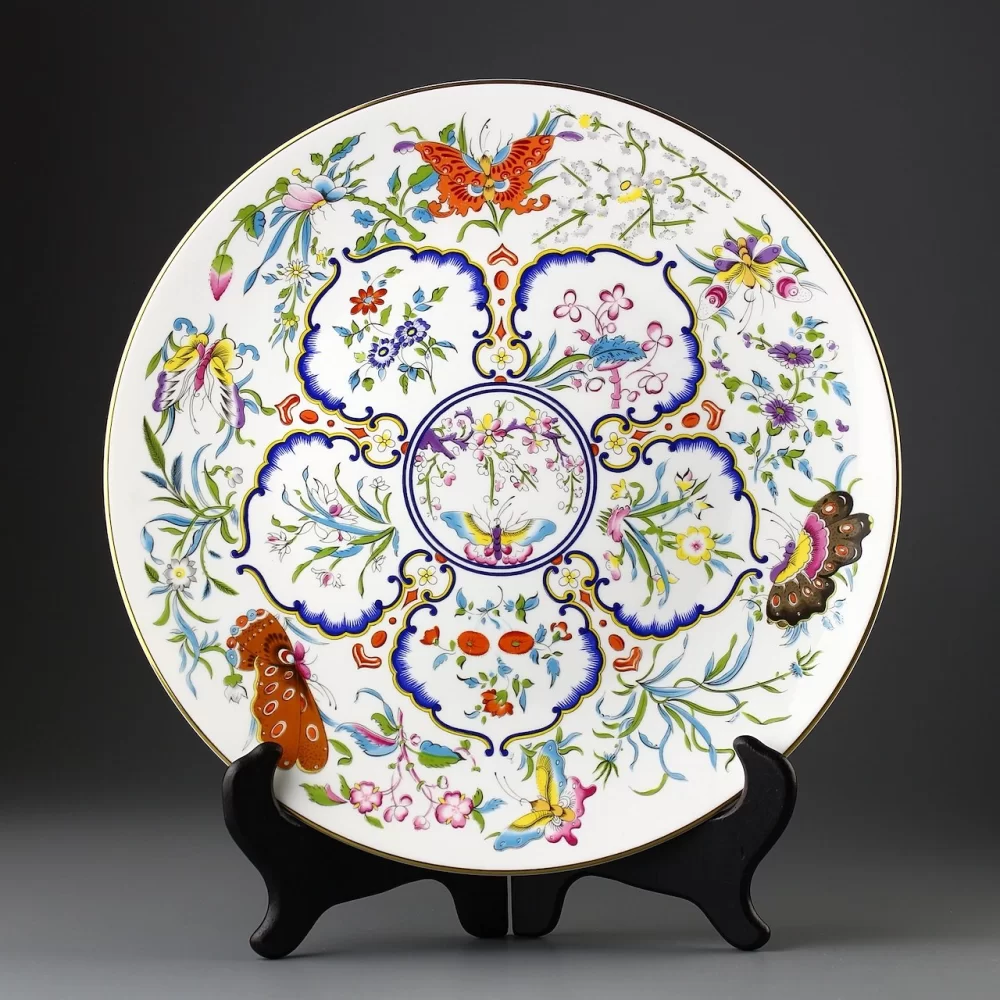 Винтажная декоративная тарелка Экзотические бабочки Шинуазри Royal Worcester Exotic Butterflies 1811 Number three Series of Chinoiserie