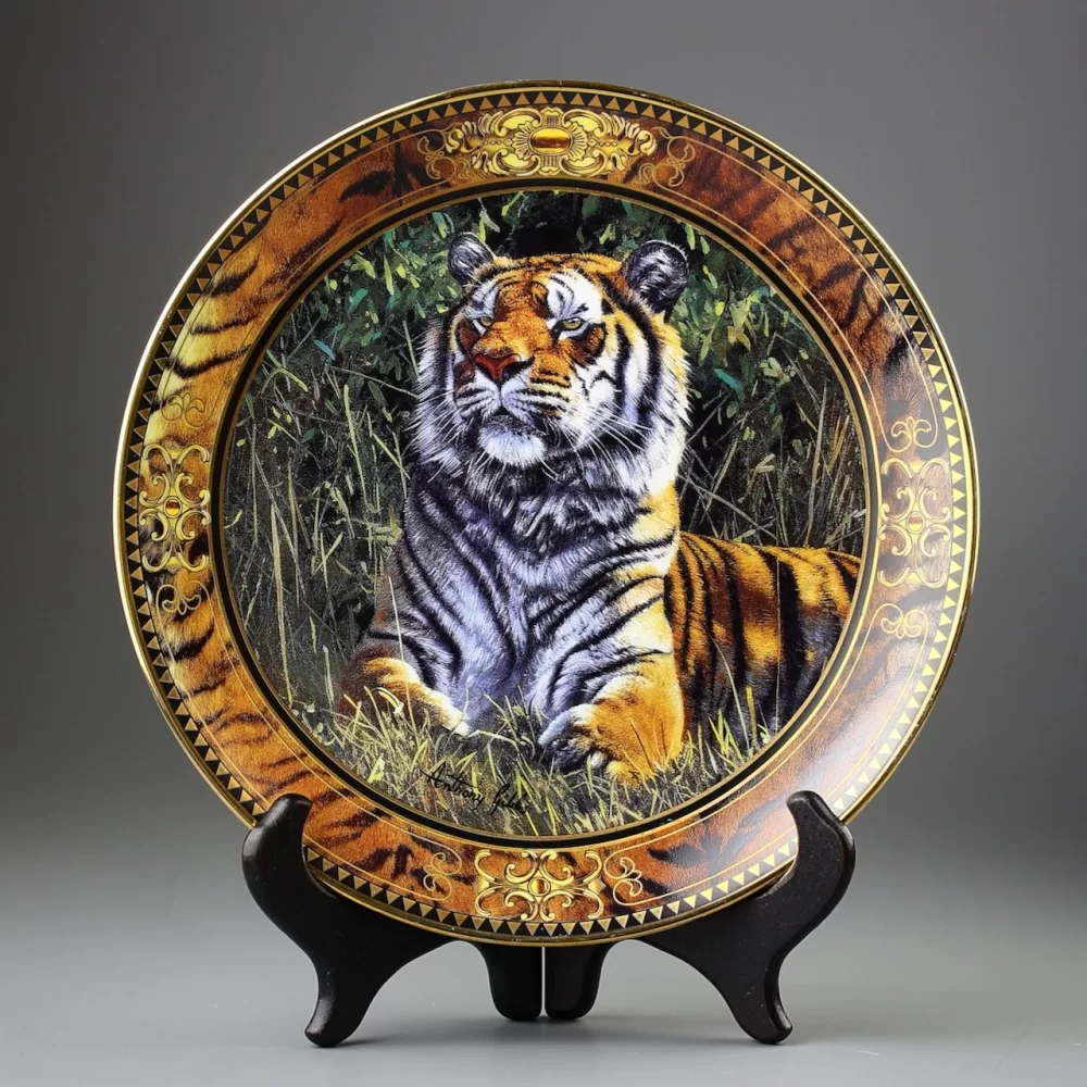 Тарелка винтажная декоративная настенная Фарфор Тигр Franklin Mint Treasure of the Tiger