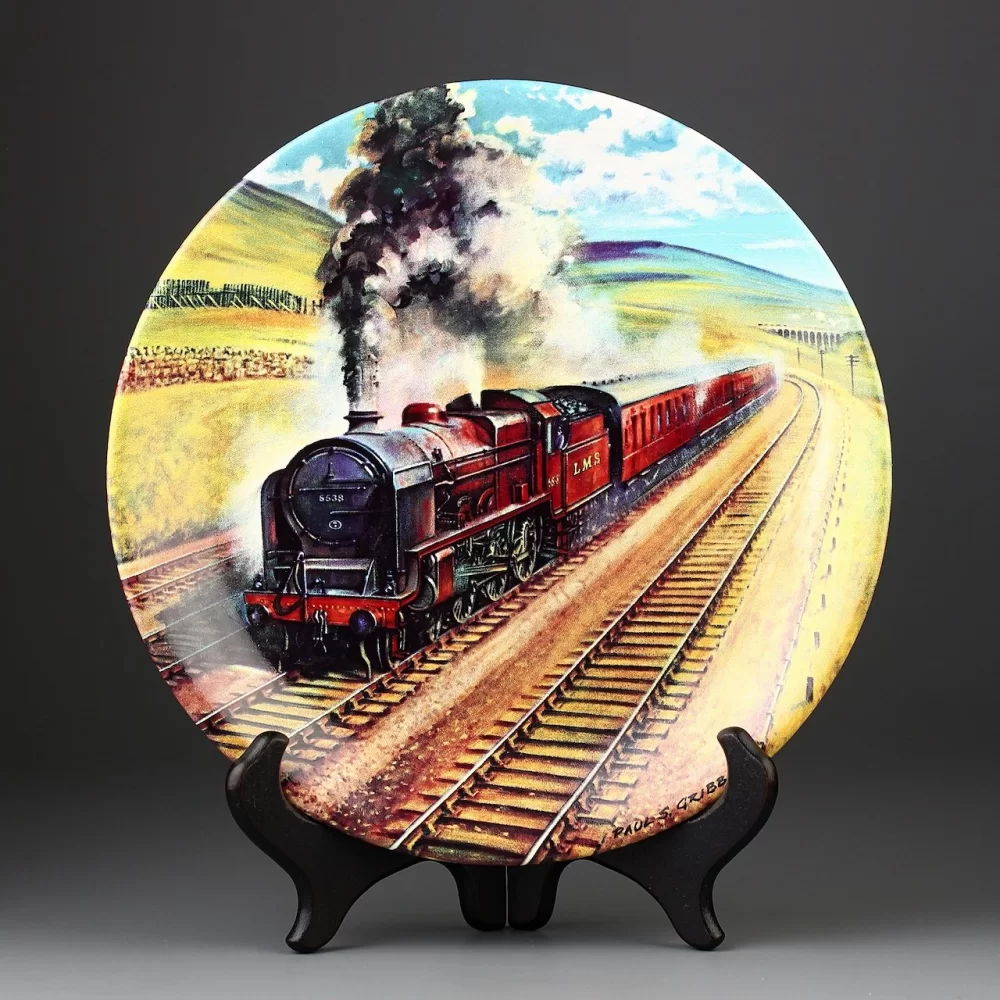 Тарелка винтажная декоративная настенная Англия Паровоз Поезд Davenport Great Steam Trains Waverley Paul Gribble