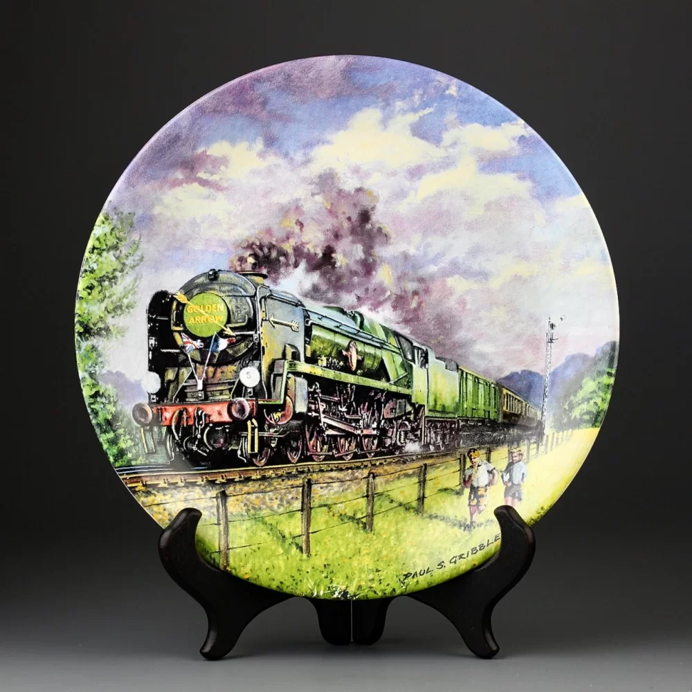 Тарелка винтажная декоративная настенная Англия Паровоз Поезд Davenport Great Steam Trains Golden Arrow