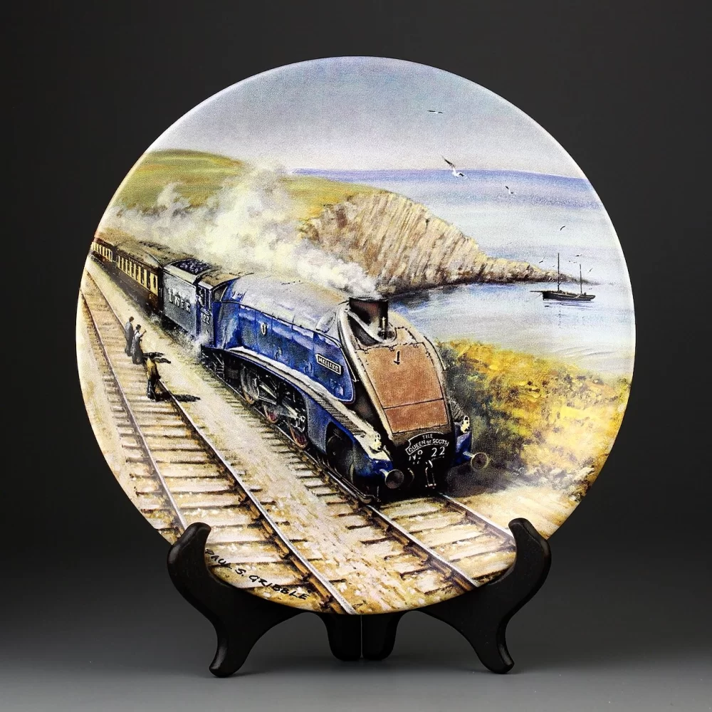 Тарелка винтажная декоративная настенная Англия Паровоз Поезд Davenport Great Steam Trains Queen of Scots