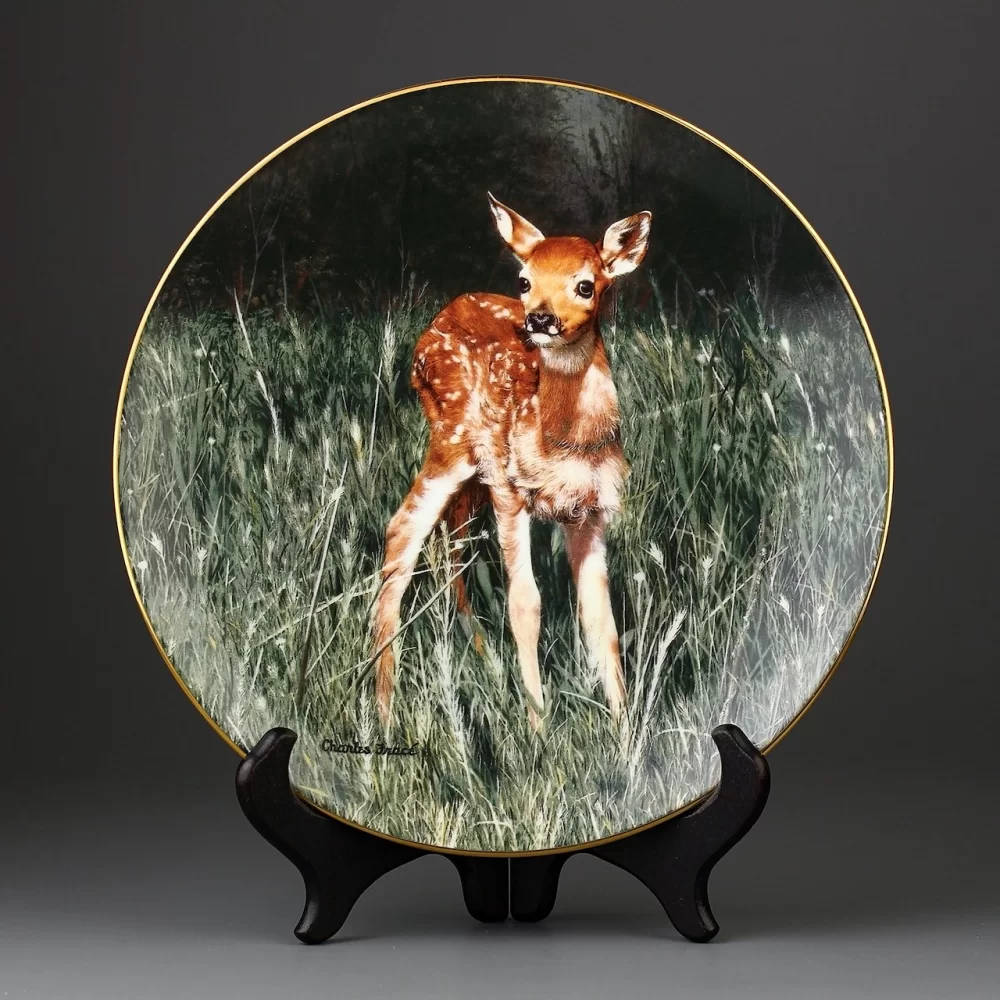 Тарелка винтажная декоративная настенная Фарфор Оленёнок W S George Nature's Lovables New Arrival