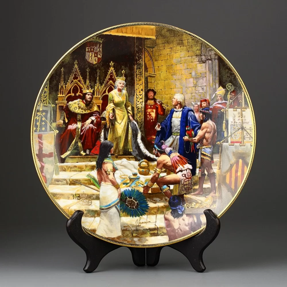 Винтажная тарелка Открытие Америки Колумбом Сокровища W S George Columbus Discovers America 500th Anniversary Treasures From the New World