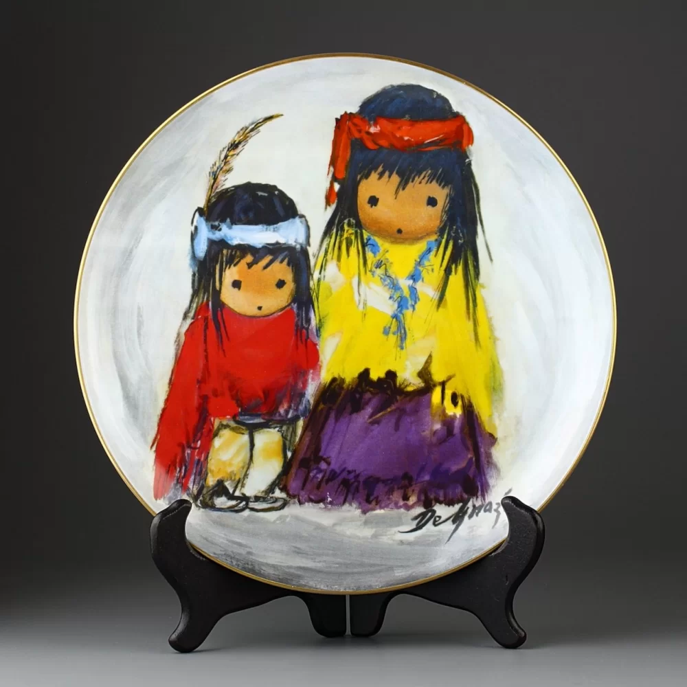 Тарелка винтажная декоративная настенная Фарфор Дети Индейцы Fairmont Artists of the World Grazia Children Wondering