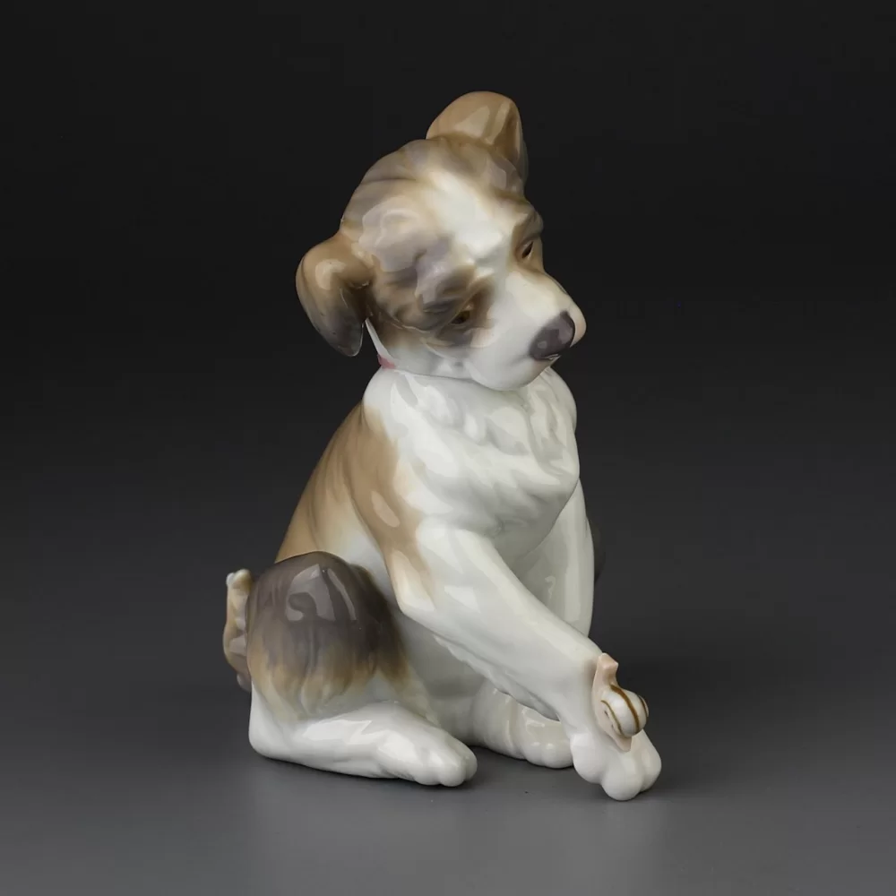 Винтажная фарфоровая статуэтка Собака и улитка Lladro 6211 New Friend