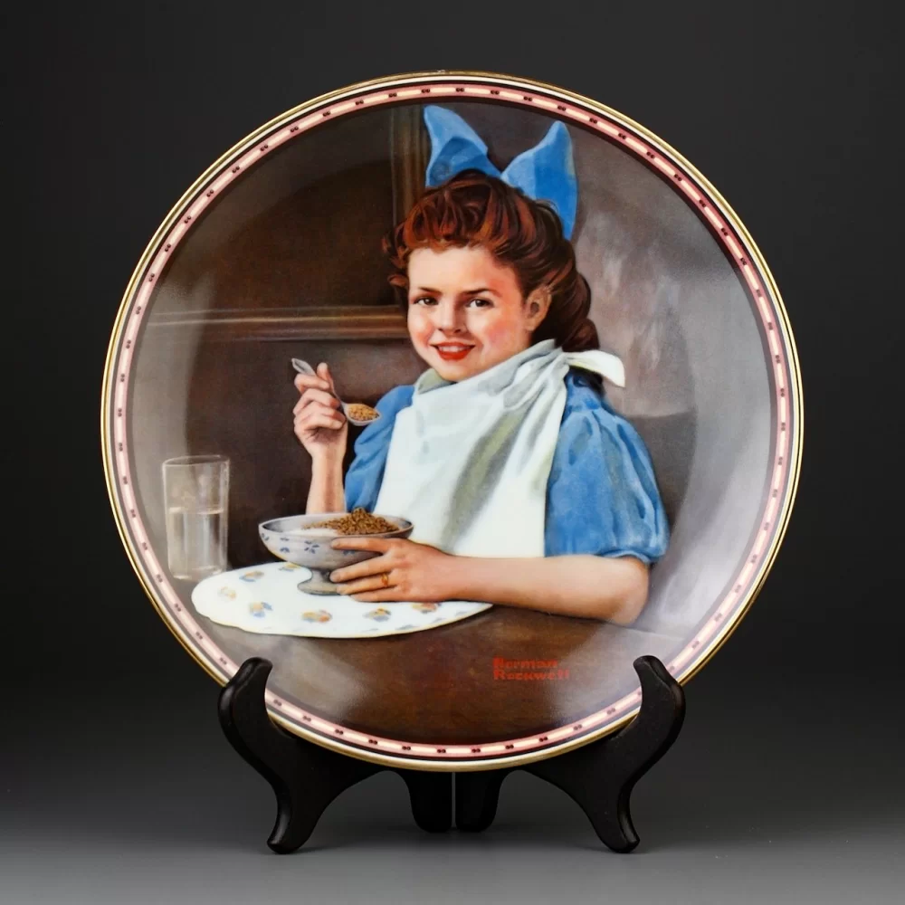 Тарелка винтажная декоративная настенная Фарфор Девочка Knowles Mind of Her Own Rockwell's Studies of Girlhood Good Intentions